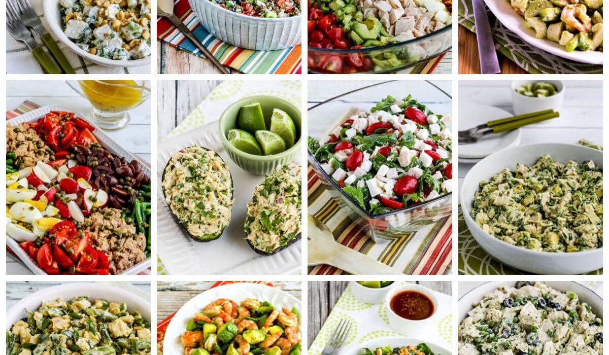 Favorite Summer Dinner Salads collage photo showing featured recipes.