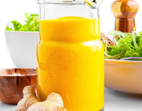 Ginger dressing in a jar.