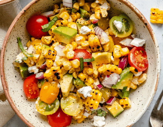 Gorgeous Grilled Corn Salad with Hot Honey Vinaigrette
