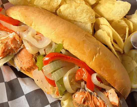 salmon cheesesteak