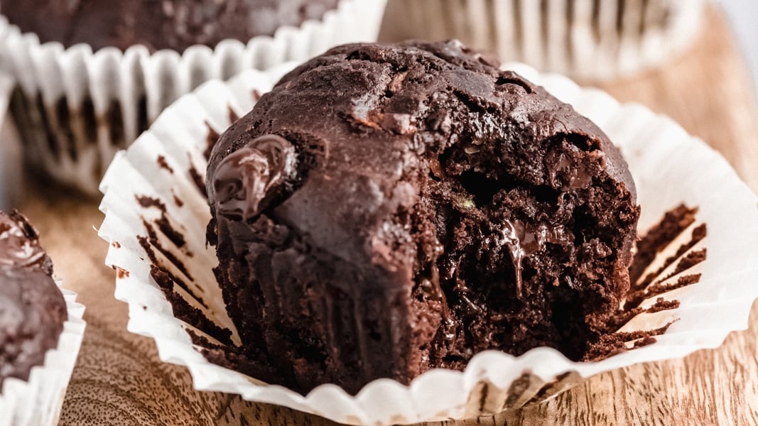 Healthy Double Chocolate Zucchini Muffins