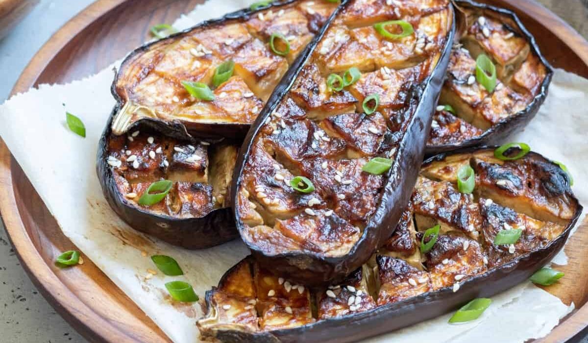 Miso Eggplant on a plate