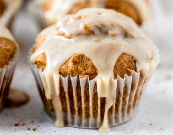 Chai-Spiced Butternut Squash Muffins (topped with salted honey glaze!)