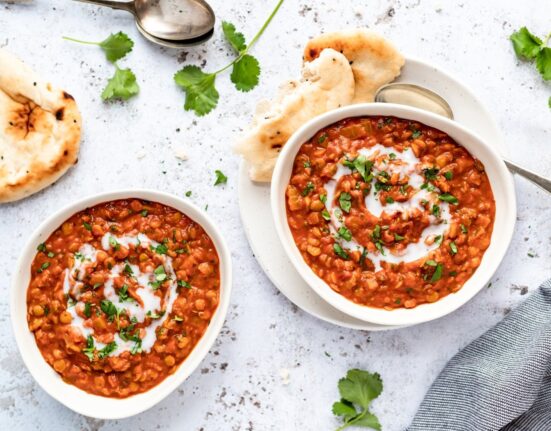 Creamy Vegan Tomato Lentil Soup (12g of plant-based protein!)