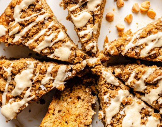 Salted Butterscotch Zucchini Coffee Cake (with brown butter glaze!)