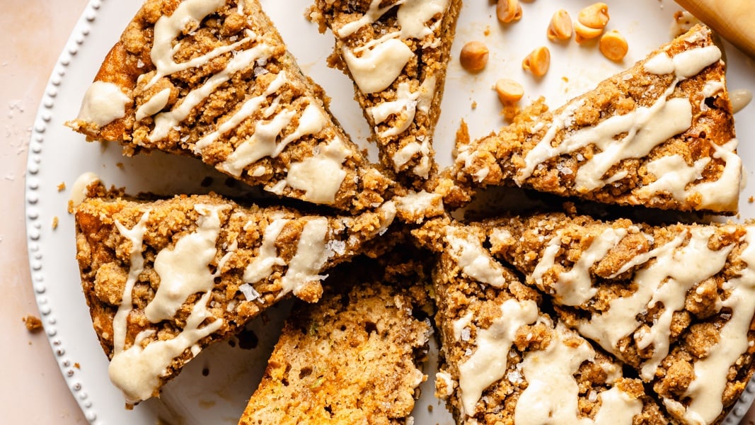 Salted Butterscotch Zucchini Coffee Cake (with brown butter glaze!)
