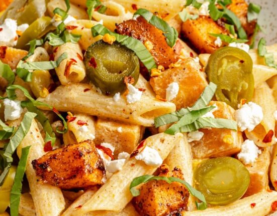 Spicy Brown Butter Goat Cheese Pasta with Butternut Squash