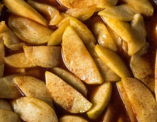 Close up image of Sauteed Apples in a skillet