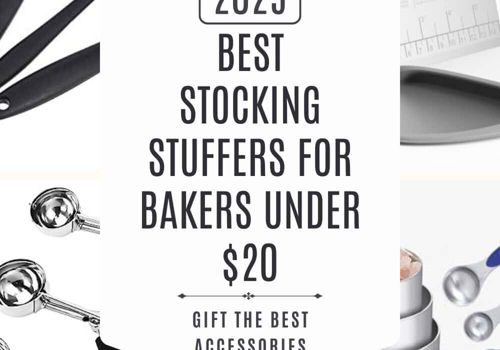 Best Stocking Stuffers For Bakers Under  $20 Feature Image with 4 items and a text overlay