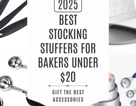 Best Stocking Stuffers For Bakers Under  $20 Feature Image with 4 items and a text overlay