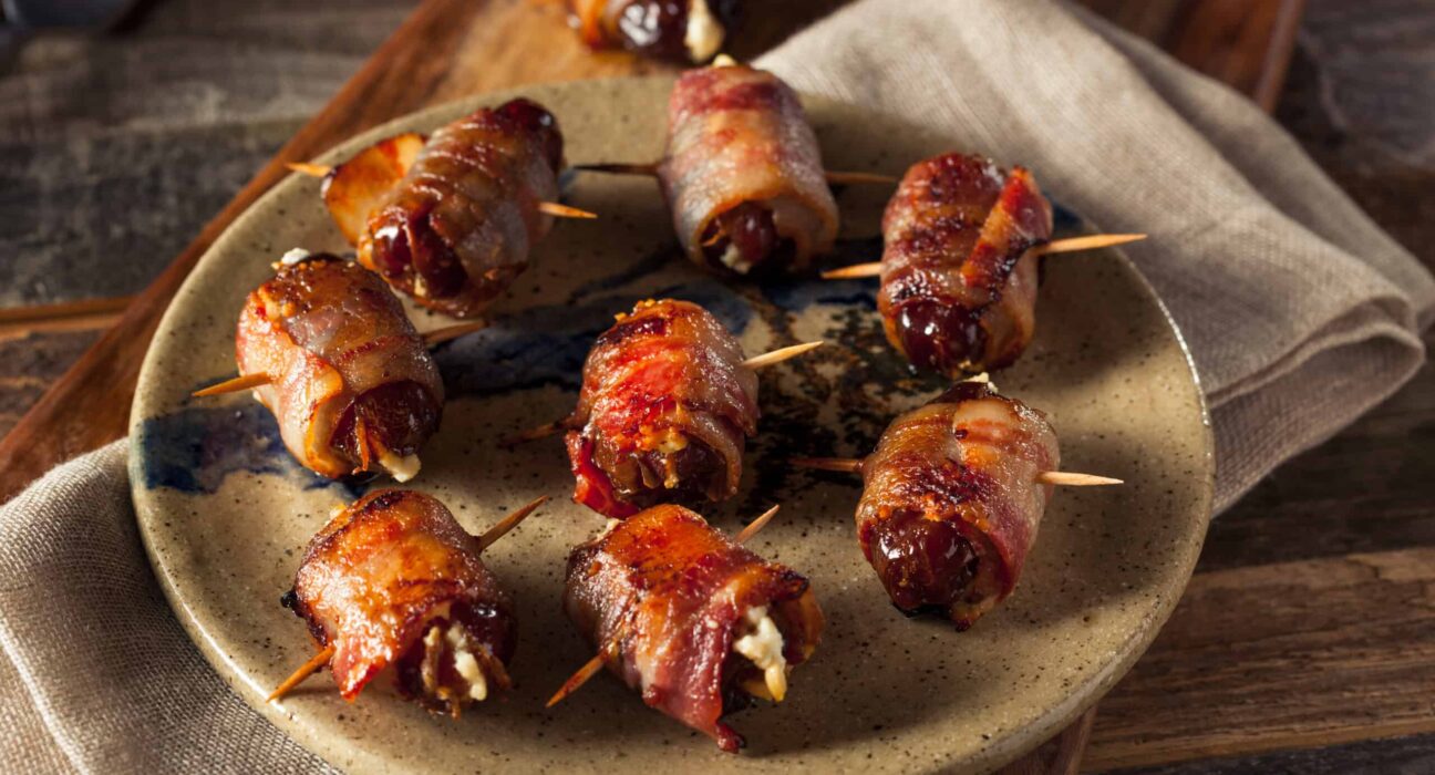 Bacon Wrapped Dates | Stuffed Bacon Wrapped Date Recipe -