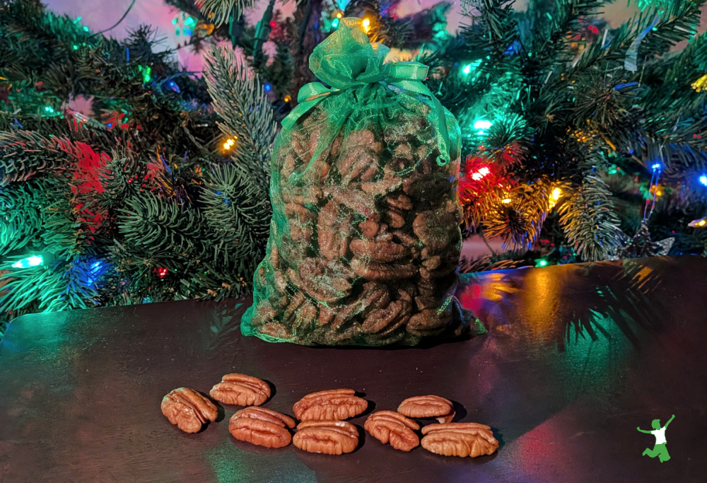 healthy candied pecans on table