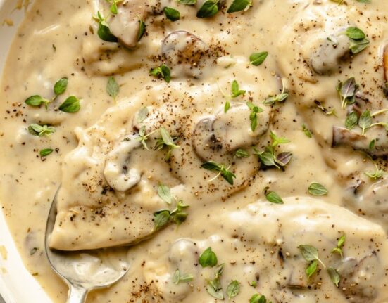 Skillet Chicken with Parmesan Mushroom Gravy (30-minute meal!)