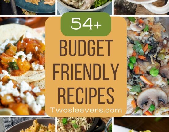 Budget Friendly Recipes Graphic with a multi part grid of inexpensive recipes