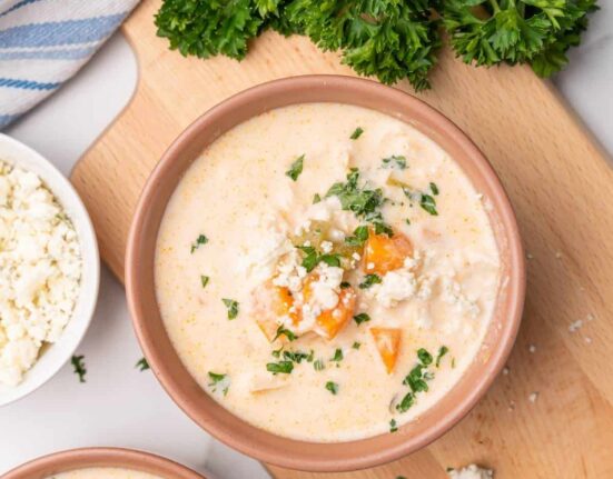 overhead picture of buffalo chicken soup
