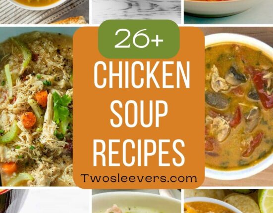 Chicken Soup Recipes Feature 9 part grid with text overlay