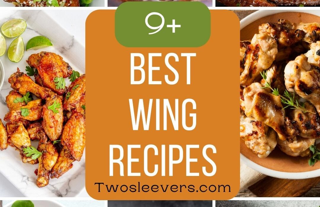 Best Wing Recipes 9 part grid with text overlay