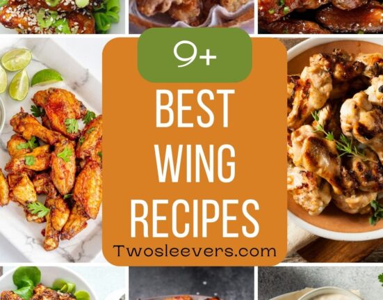 Best Wing Recipes 9 part grid with text overlay