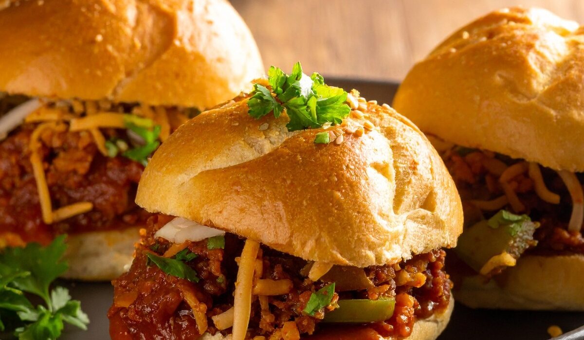 Three turkey sloppy joes on a plate