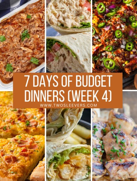 Budget Friendly Dinners Week 4 6 part graphic with text overlay