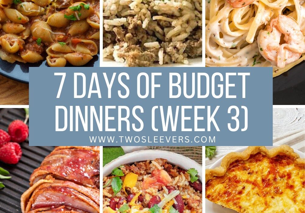 Budget Friendly Dinner Recipes Week 3 Six Part Grid with text overlay