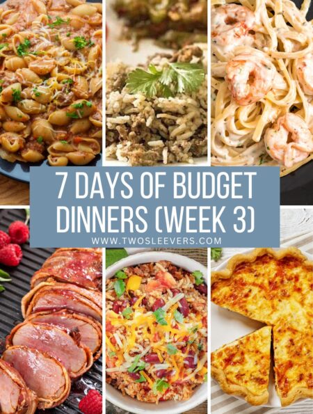 Budget Friendly Dinner Recipes Week 3 Six Part Grid with text overlay