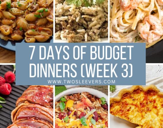 Budget Friendly Dinner Recipes Week 3 Six Part Grid with text overlay