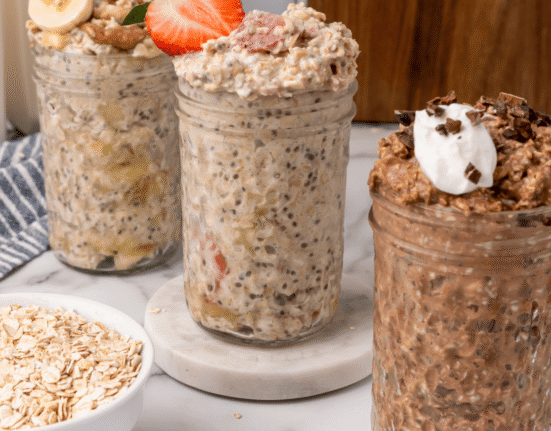 three jars of overnight oats.