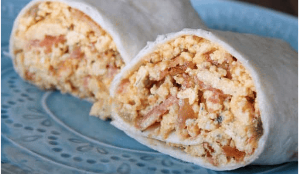 bacon breakfast burrito front view
