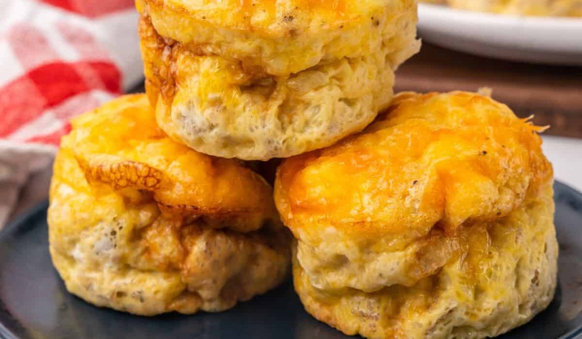 sausage egg muffins on a plate.