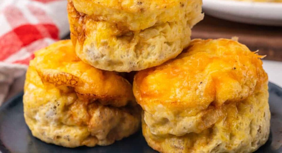 sausage egg muffins on a plate.