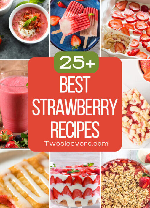 Best Strawberry Recipes 9 part graphic with text overlay
