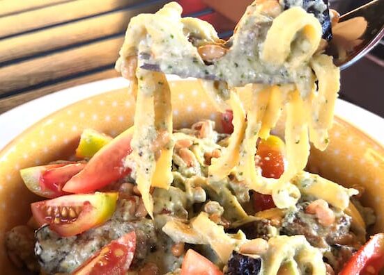 Keto Low Carb Aubergine & Burrata Fettuccine